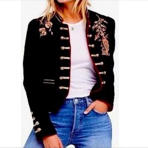 🔥 JUST IN Free People Military Embroidered Jacket Open Front